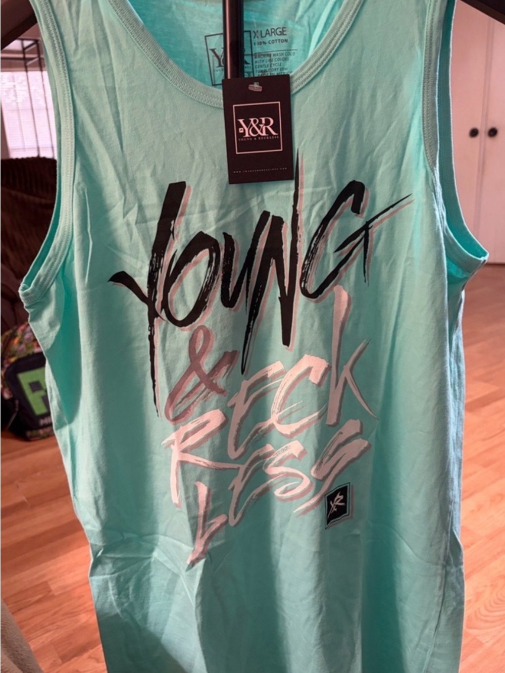 🔥 NWT Y&R Young & Reckless Mint Graphic Muscle Tank | XL